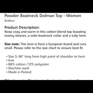Bwear Tops - Powder Boatneck Dolman Top Bwear Tops - Powder Boatneck Dolman Top